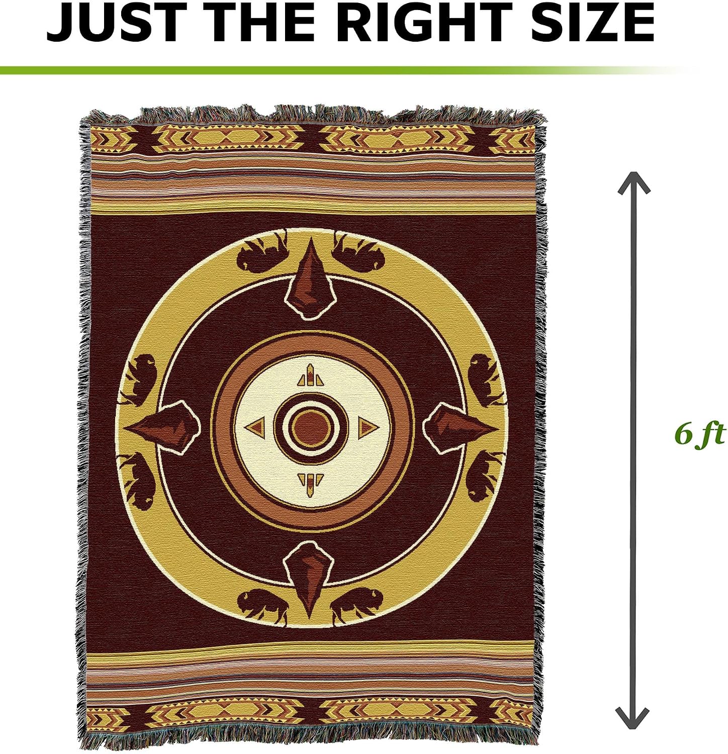 Pure Country Weavers Call of The Wild ClayBlankett - Southwest Native American Inspired - Gift Cotton Tapestry Throw - Made in The USA - 72" x 54"