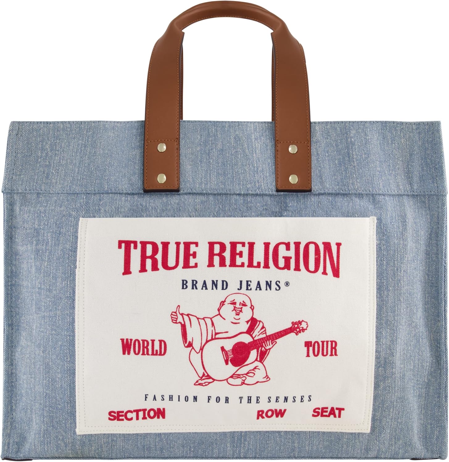 True Religion Large Tote Bag, Canvas Travel Carryall Shoulder Handbag