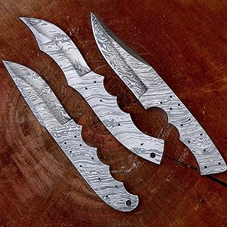 Damascus Steel Blank Blade Set 3 Pcs Lot Handmade Full Tang Hunting Knife Blank Blade Set 9 inches Diy vk2176 - VKY KNIFE