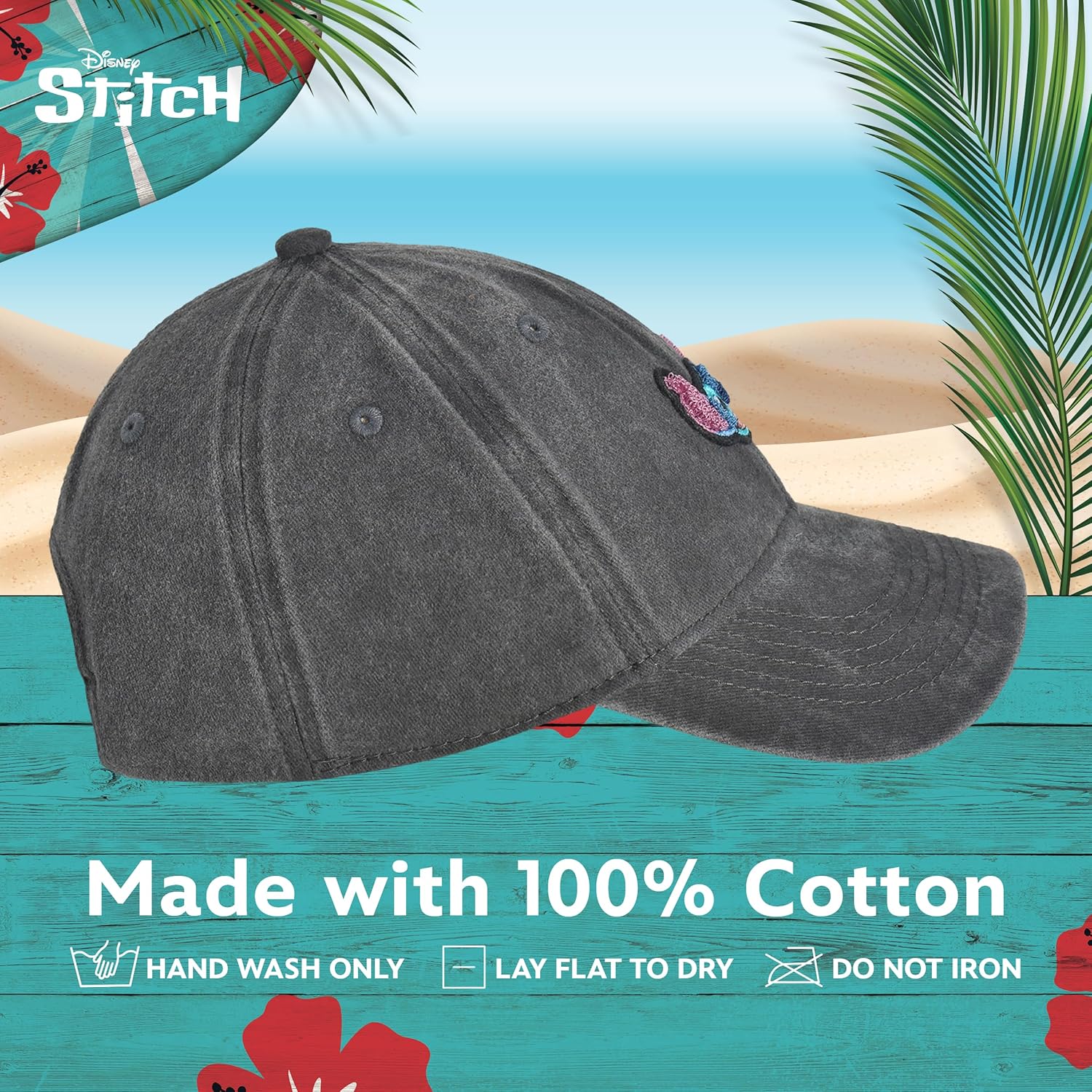 Disney Stitch Dad Hat, Adjustable Cotton Baseball Cap with Curved Brim, Black, One Size - Image 6