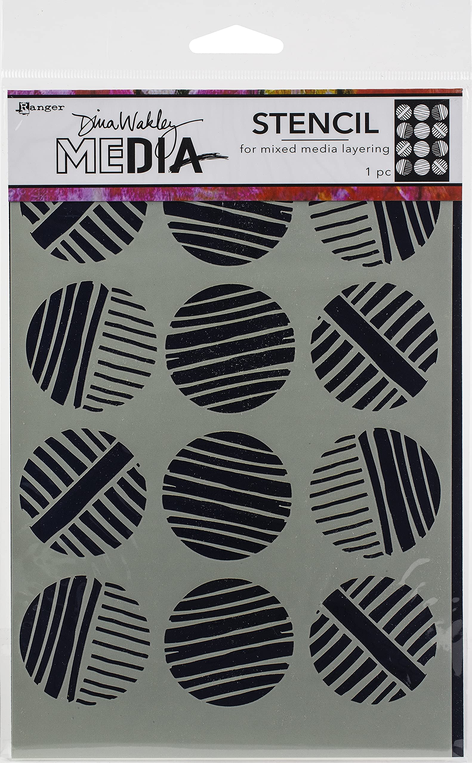 Dina Wakley Media Stencils DINA WAKLEY CRCL, Lined Circles