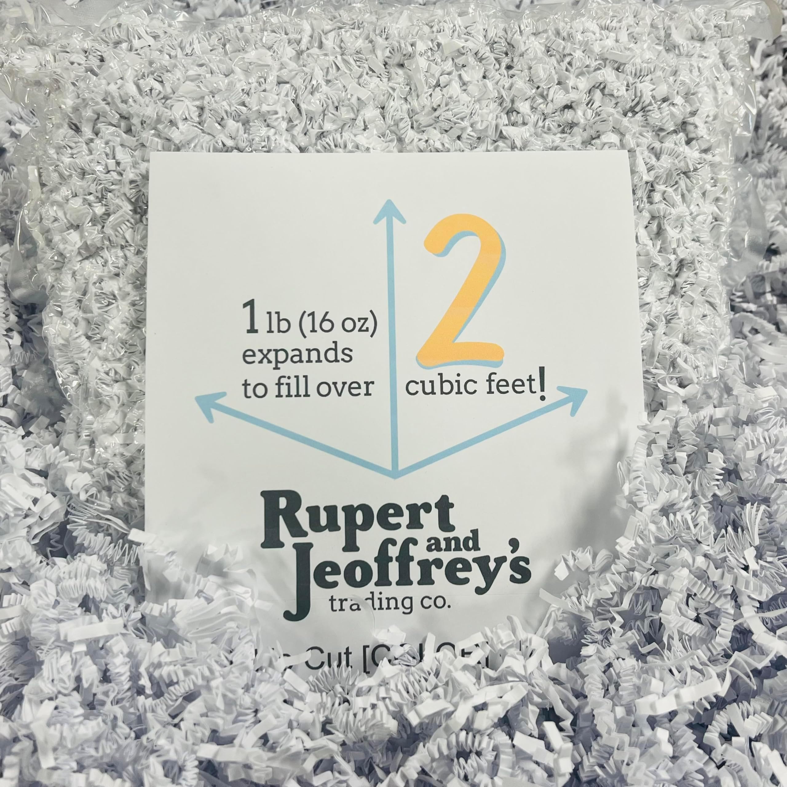 Rupert and Jeoffrey's Trading Co. Crinkle Cut Paper Shred Filler for Gift Baskets (2 Lb, White)
