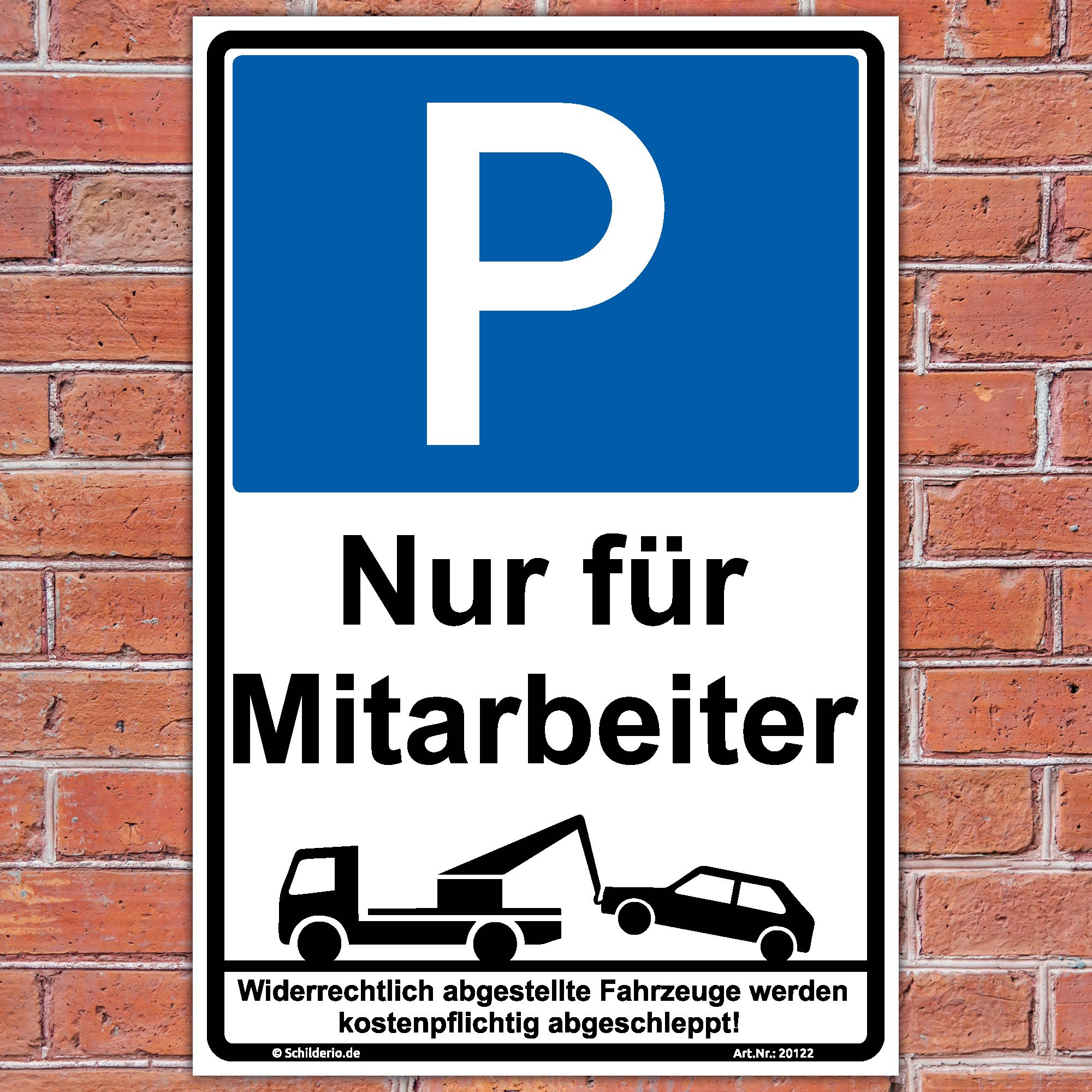 Schild "Parken nur für Mitarbeiter" Hinweisschild 600x400 mm hochkant, stabile Aluminiumverbundplatte 3mm stark