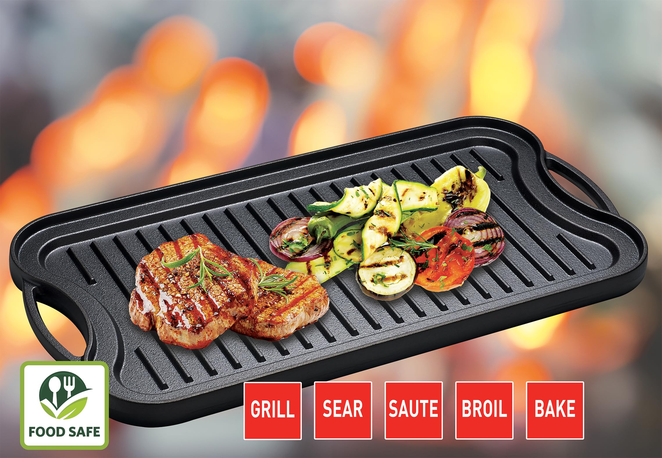 EUROSTAR Reversible Cast Iron Grill/Griddle
