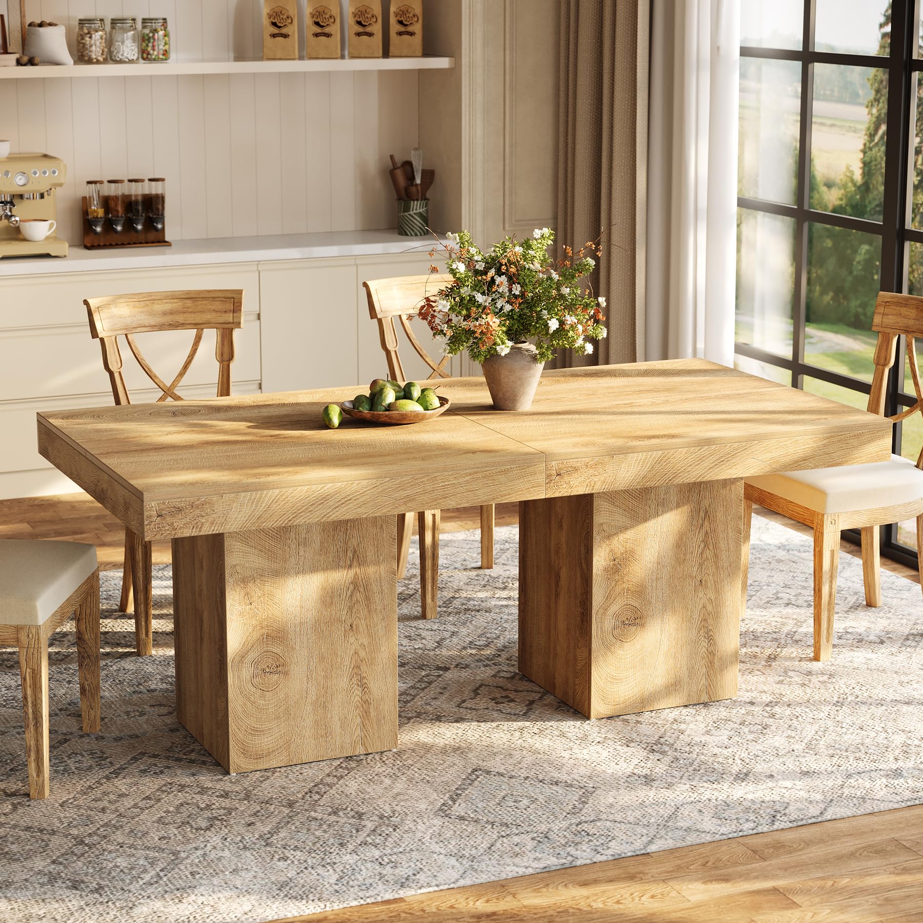 Tribesigns Mesa Comedor de 100 cm, Mesa Cocina Cuadrada para 4 Personas para Comedor, Cocina, Salón, Espacios Pequeños, con Tablero y Patas Gruesas