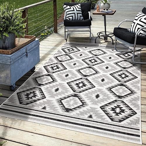 Miniatura 1 de Keen Home Design Alfombra de exterior lavable de 8 x 10 pies para interiores y exteriores, para patio, balcón, cocina, jardín, playa, terraza y