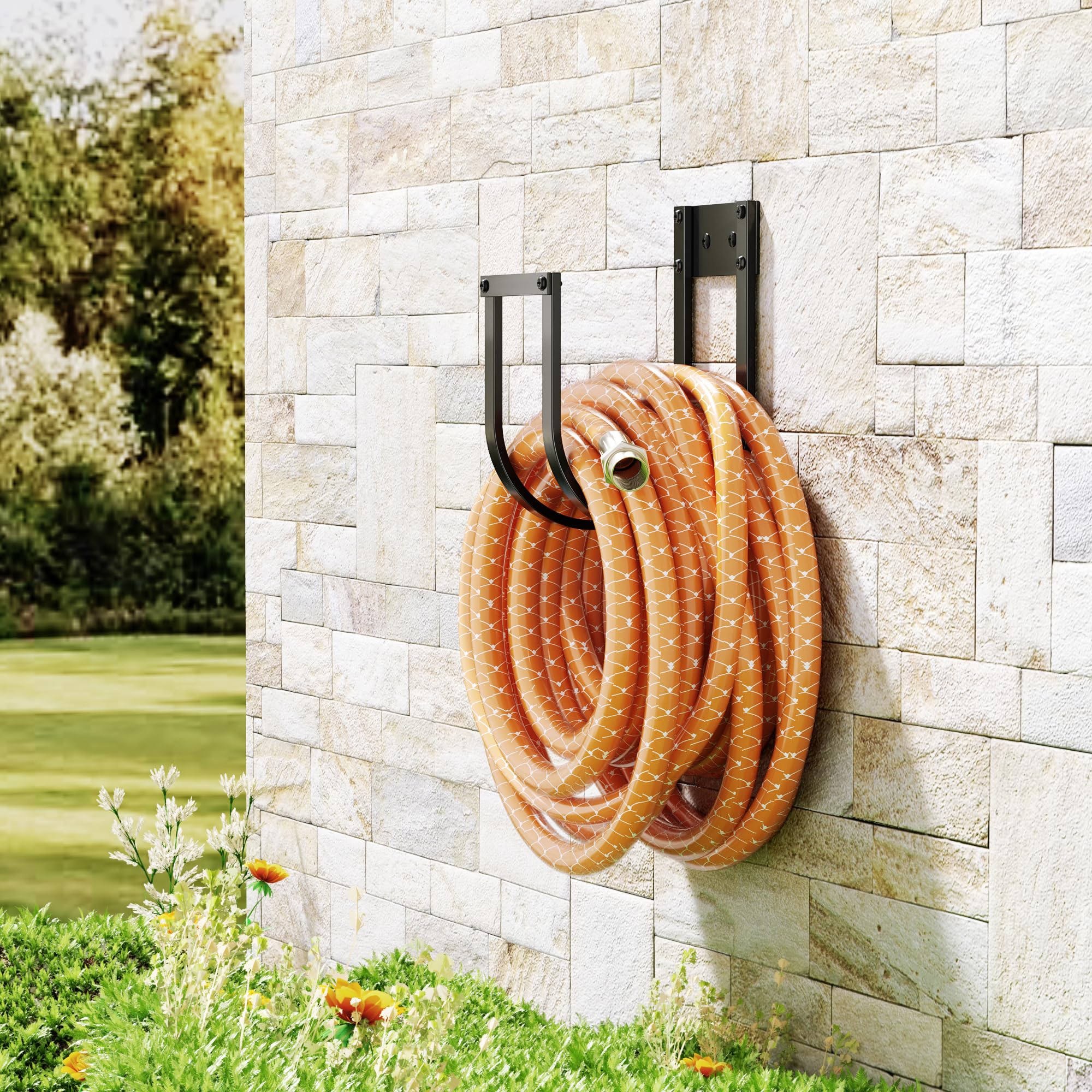 pickpiff Pantaloni da giardino Holder Wall Mount – Metal Water Hose Hanger for Outside, gancio durevole per giardino, garage o cortile (2 confezioni)