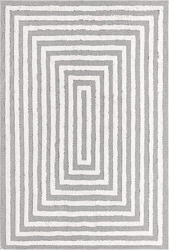 Miniatura 3 de Sabrina Soto Casa Collection - Alfombra rectangular de 5 pies 3 pulgadas x 8 pies, color gris antracita y marfil