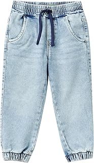 Arka Cebi Logolu Lastik Paça Ağartılmış Denim Pantolon Kot Pantolon Erkek çocuk