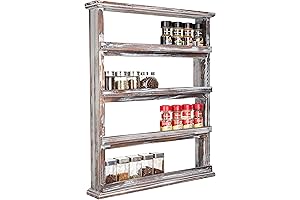 MyGift Rustic Torched Wood Wall Hanging 4-Tier Spice Rack for Easy Pantry Organization