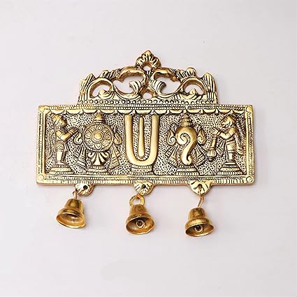 KridayKraft Wall Hanging Tirupati Balaji Symbol Shankh Chakra Tilak with Hanuman ji and garud Statue Gold Plating Antique Decorative for Home & Office Table Showpiece Figurines,R