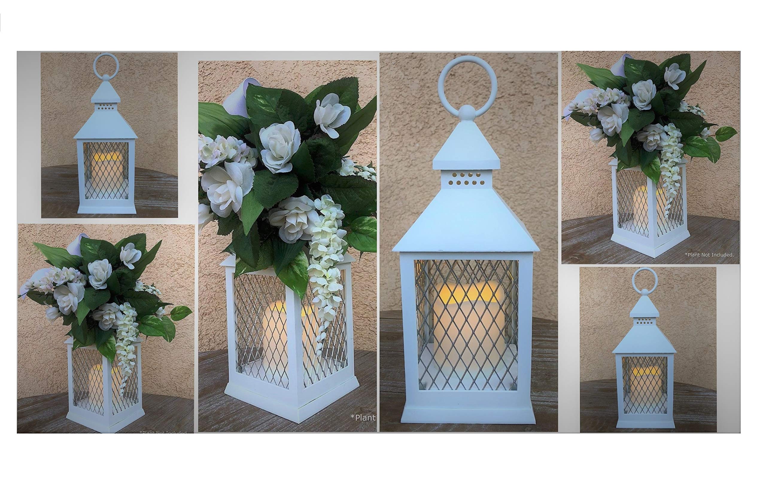 12 mini lanterne decorative con candela LED tremolante, lanterna piccola da 13 cm per decorazione da tavolo, bianco | Leroy Merlin