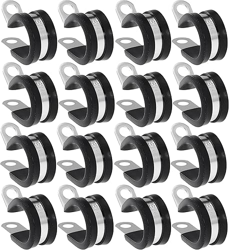 Kit surtido de 12 abrazaderas de cable de acero inoxidable, con revestimiento de goma, aisladas, abrazaderas de metal para tubo, tubería o cable de