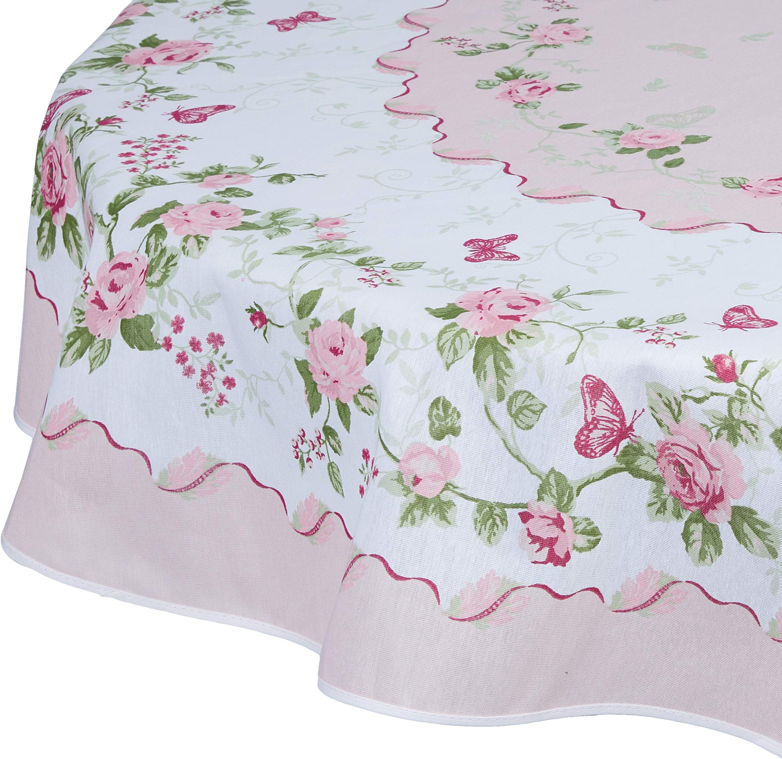 Rose Printed Tablecloth 60 inch Round or 61"x98" Rectangle Tablecloth Fabric Table Cover for Kitchen, Dining Room and Party (155 cm ≅ 60 inch Round)