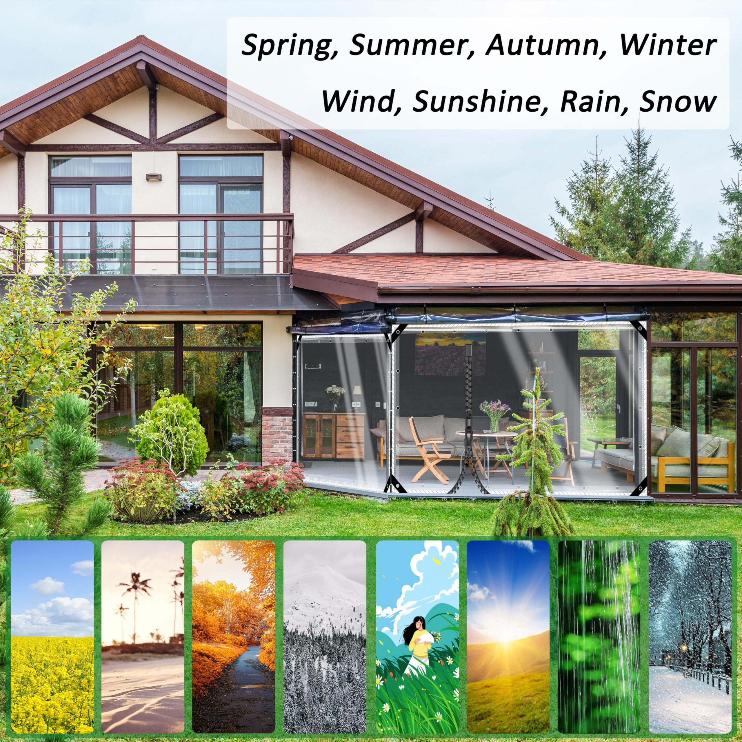 Faltbare Perforierte Transparente Plane, PVC Material Abdeckbare GartenmöBel Pflanzen GewäChshaus Mit Uv-Schutz Und Pflanzenisolierung, Es gibt einen Reißverschluss. (1.5 * 1.5m|400g/m²)