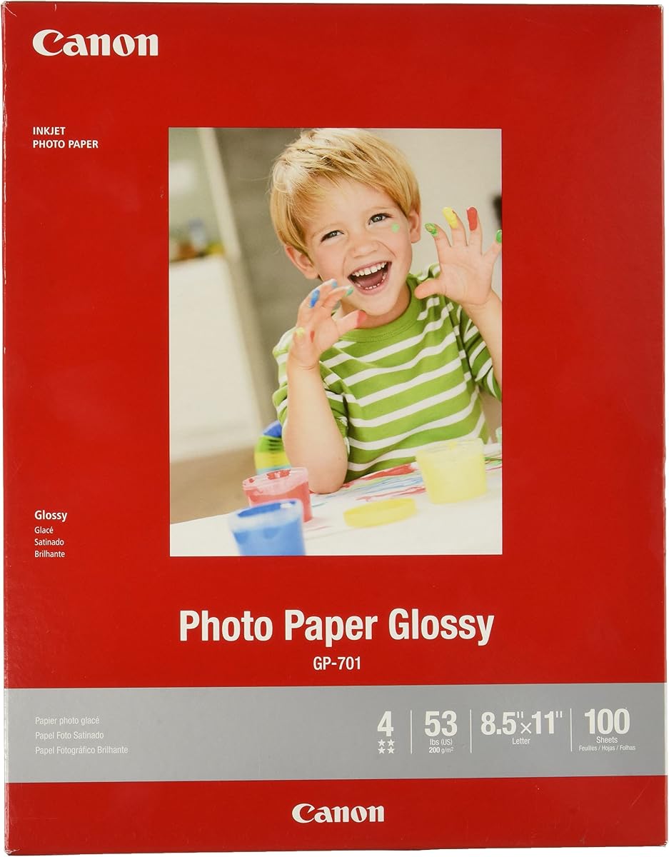 Papel fotográfico brillante CanonInk 8,5" x 11" 100 hojas (1433C004) | Papel fotográfico brillante de 200 g/m² con 100 hojas y tamaño 8,5 x 11 para impresión, archivo y fotografía