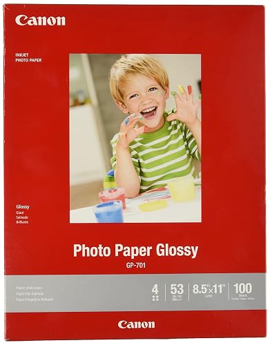 CanonInk Glossy Photo Paper 8.5" x 11" 100 Sheets (1433C004) | 200gsm glossy photo paper with 100 sheets and 8.5x11 size for printing, archiving and photography