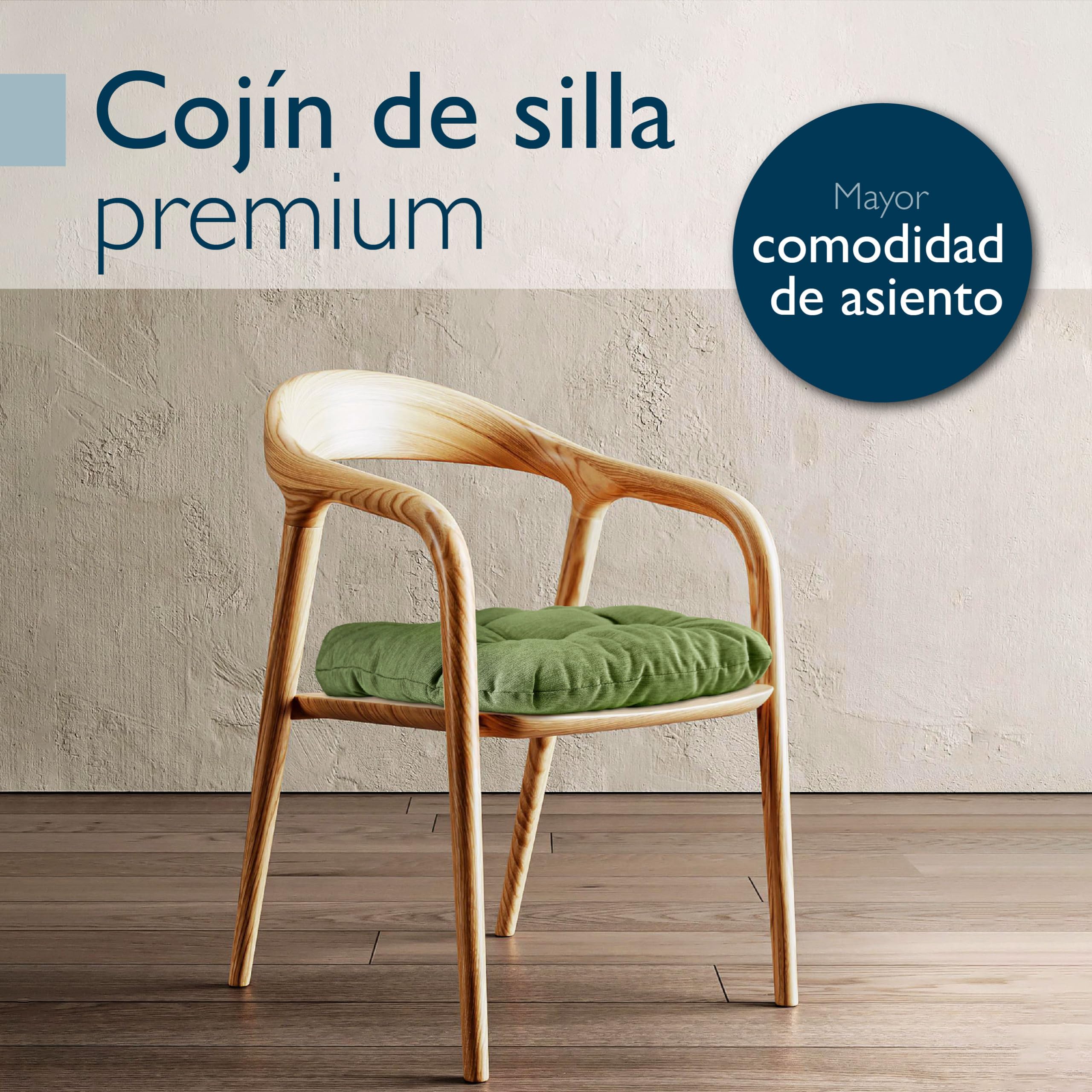 Beautissu 4X Cojines de Silla Premium 35x35 cm - Cojines Interior y Exterior Acolchado de Espuma Resistente de 8 cm de Grosor, Made in EU - Verde Oscuro - HighLux SK