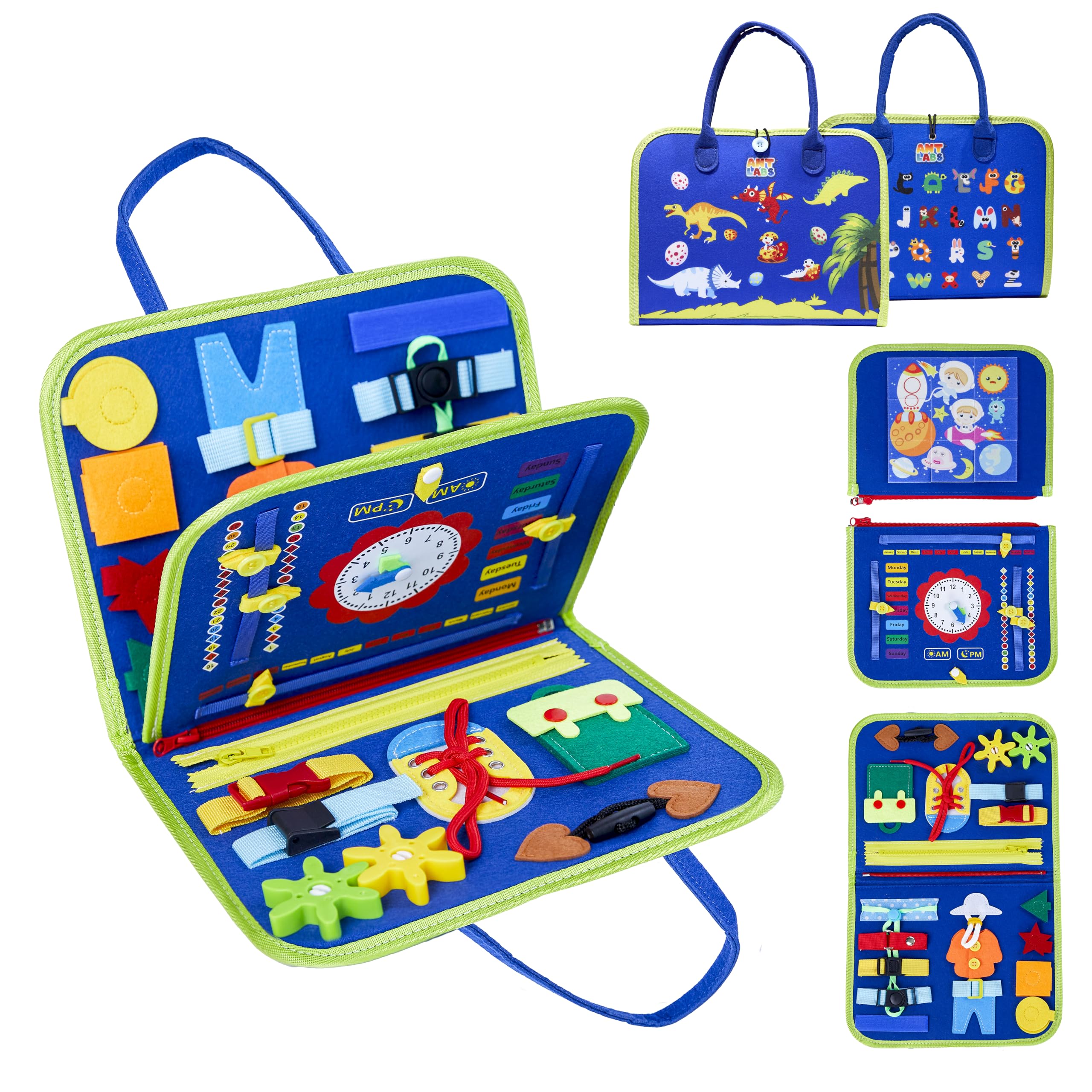 Montessori Busy Board for Toddlers - Educational Early Development Busy Book for 1-4 Year Olds - Sensory Board for Learning Numbers, Letters, and Fine Motor Skills - Essential Baby Travel Toy