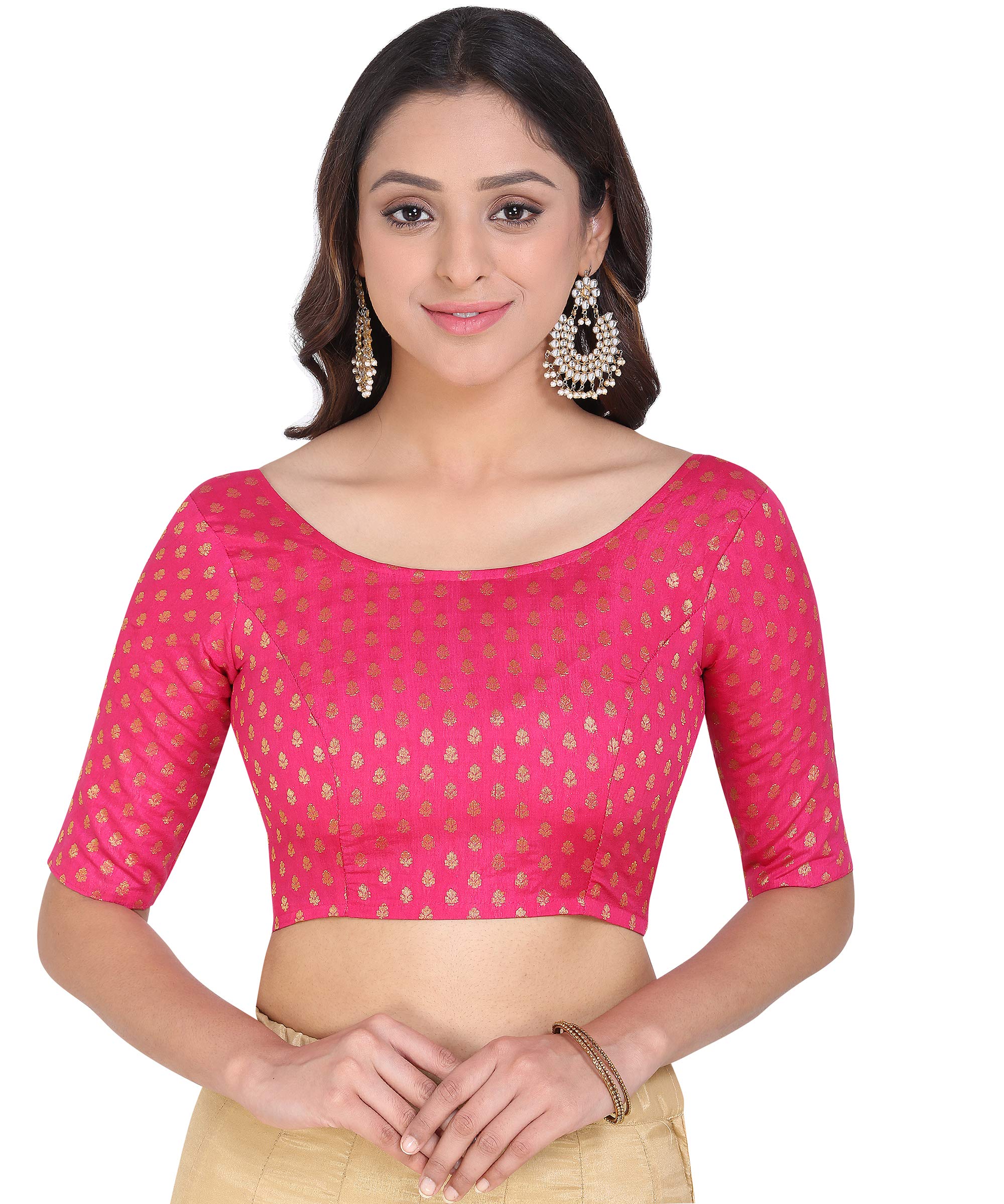 Oomph!Womens Jacquard Round Neck Blouse (rbblgrp2)