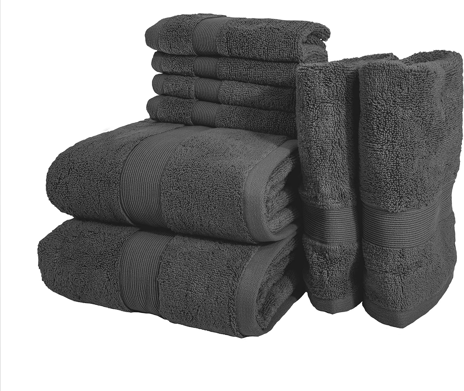 & Shea Home 8Piece Luxury Bath Towel Set, 100 Turkish Cotton Loops