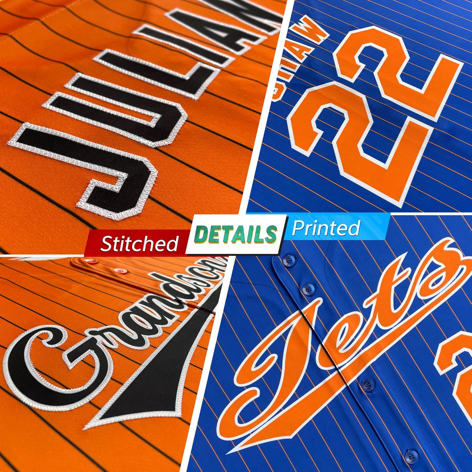 KXK Custom Pinstripe Baseball Jersey for Men Women Kids,Button Down Shirts Personalized Team Name Number Logo - Image 3