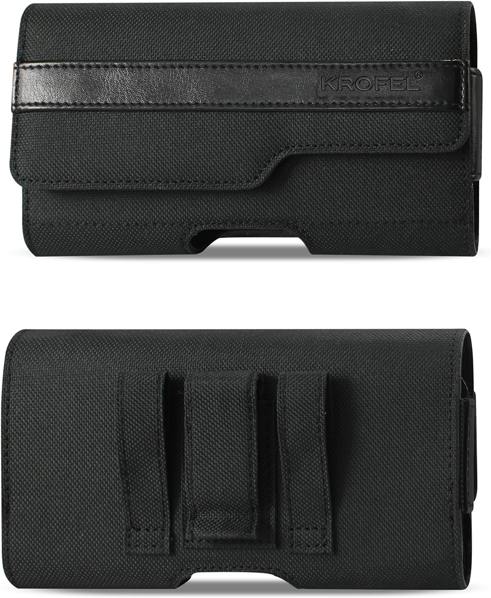 Krofel Pouch Cover Clip Holster for iPhone 15/14 Plus / 15/14/13 Pro Max/Google Pixel 7 Pro / 7/6 Pro/OnePlus 10T / Samsung Galaxy S22 Ultra/Galaxy S22+ / XCover Pro (fits w Slim case on)