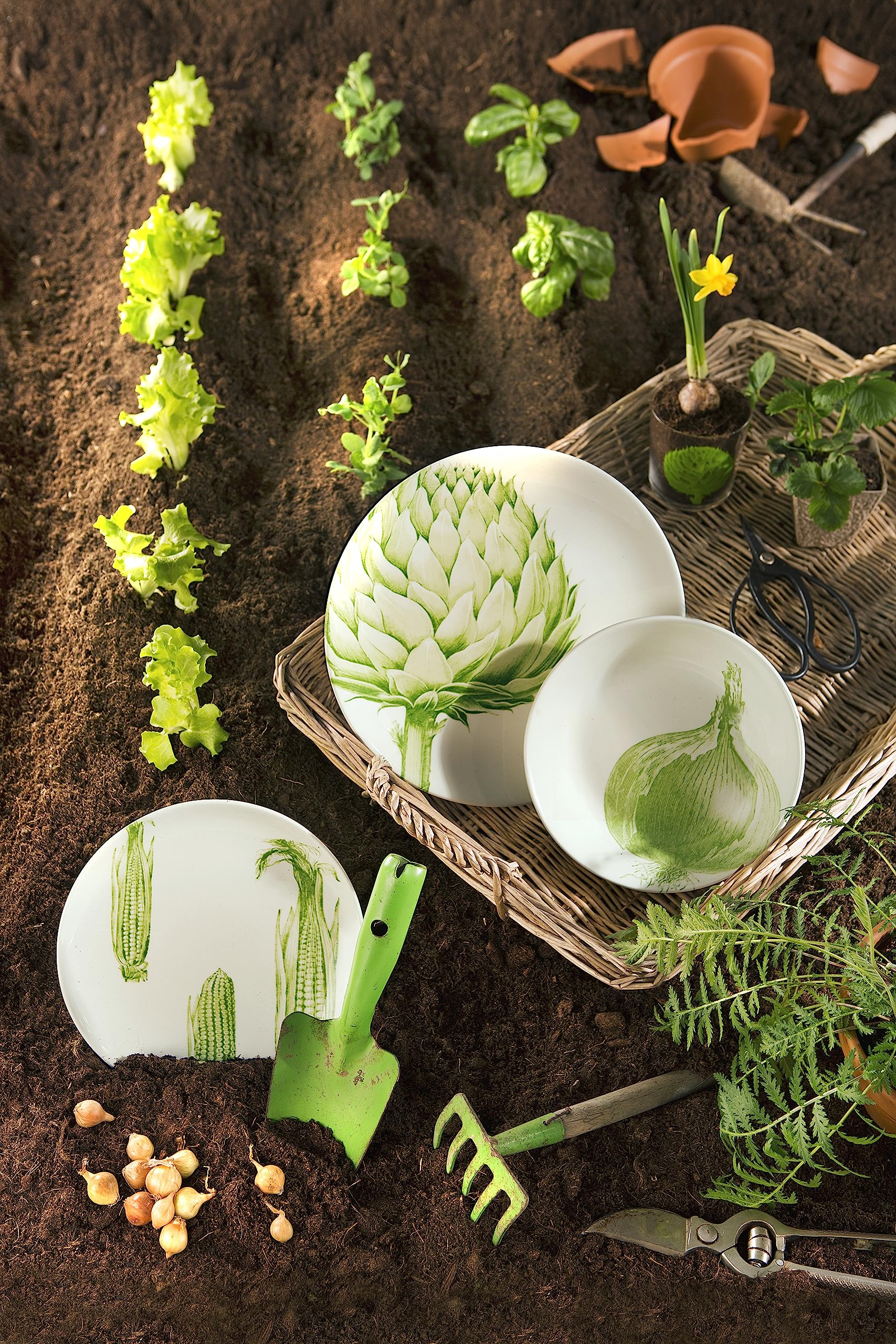 Excelsa Flora & faune Service Assiettes, céramique, multicolore
