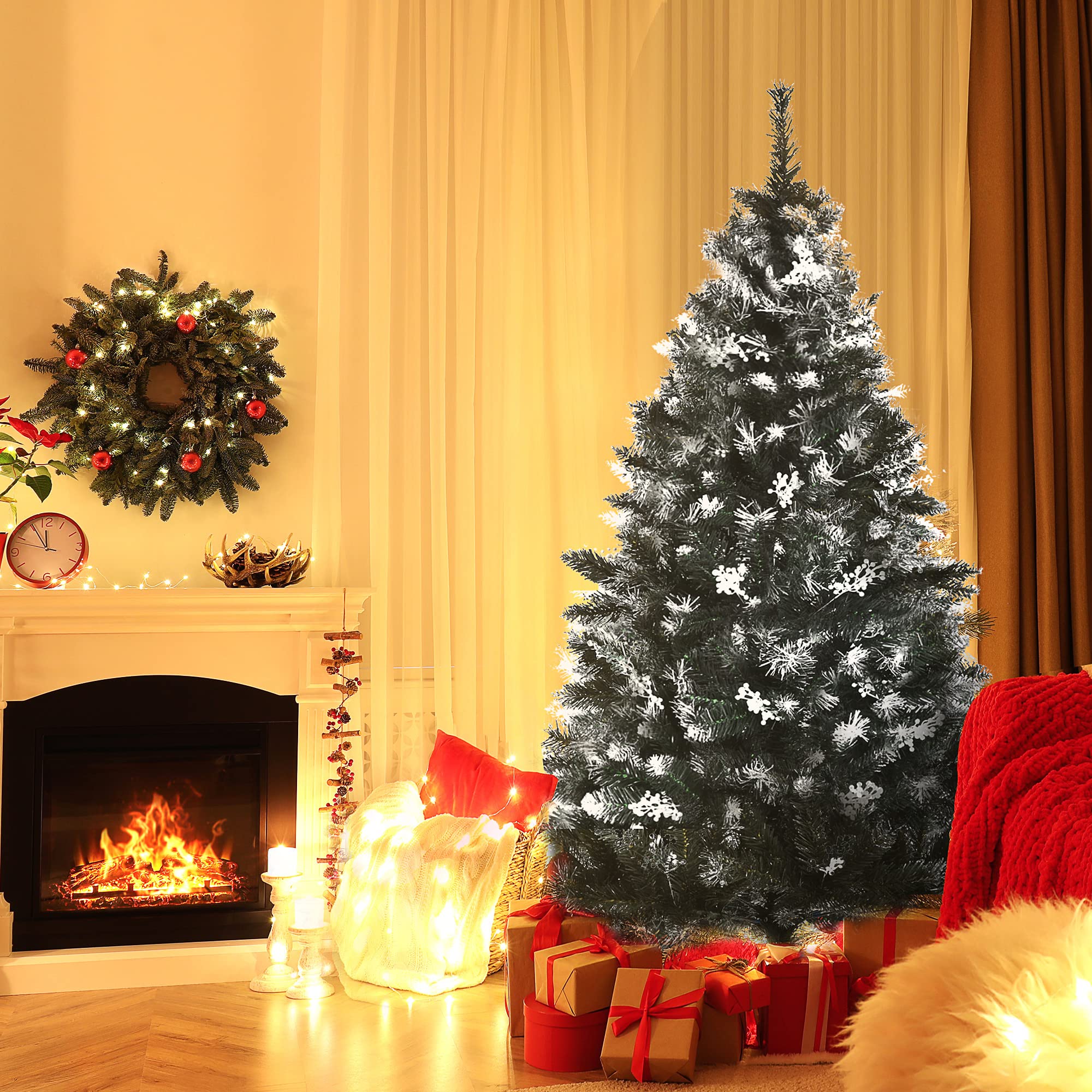HOMCOM Árbol de Navidad 150 cm con 378 Ramas y Soporte de Acero Verde