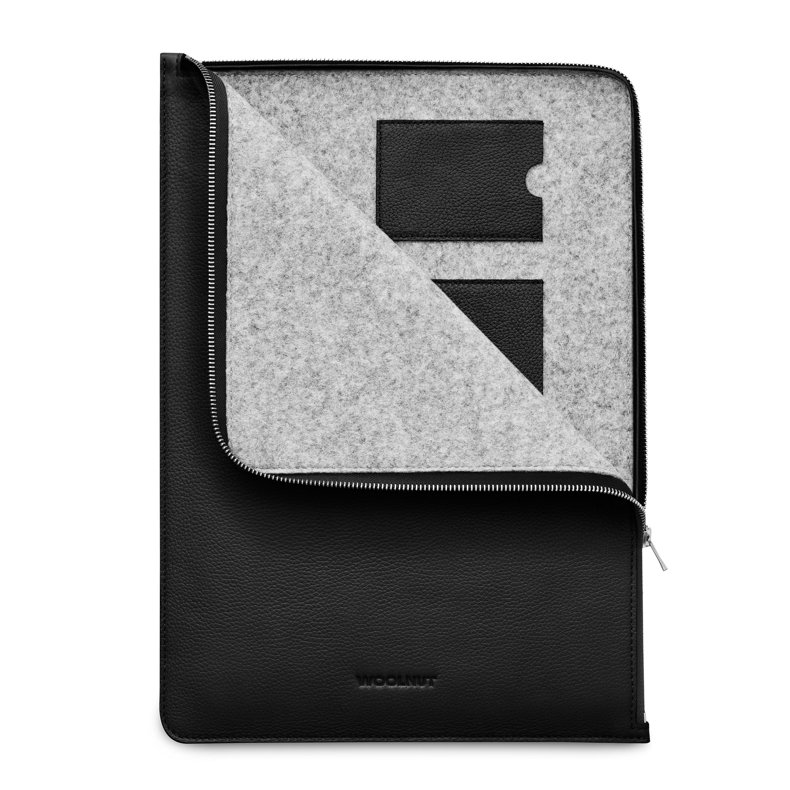 WOOLNUT Funda tipo libro para MacBook Pro 16, cremallera YKK Premium, cuero de grano completo, interior de fieltro de lana, ajuste a medida, diseño escandinavo, compatible con Apple MacBook Pro de 16