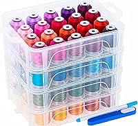 NewBrothread 80 Spools Janome-Compatible Embroidery Machine Thread Kit, 500m 40wt Polyester with Stackable Clear Storage Box