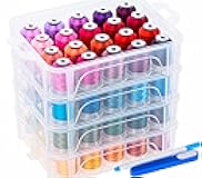 New brothread 80 Spools 500m Each Embroidery Machine Thread with Clear Plastic Storage Box - Colors Compatible with Janome and Robison-Anton Colors