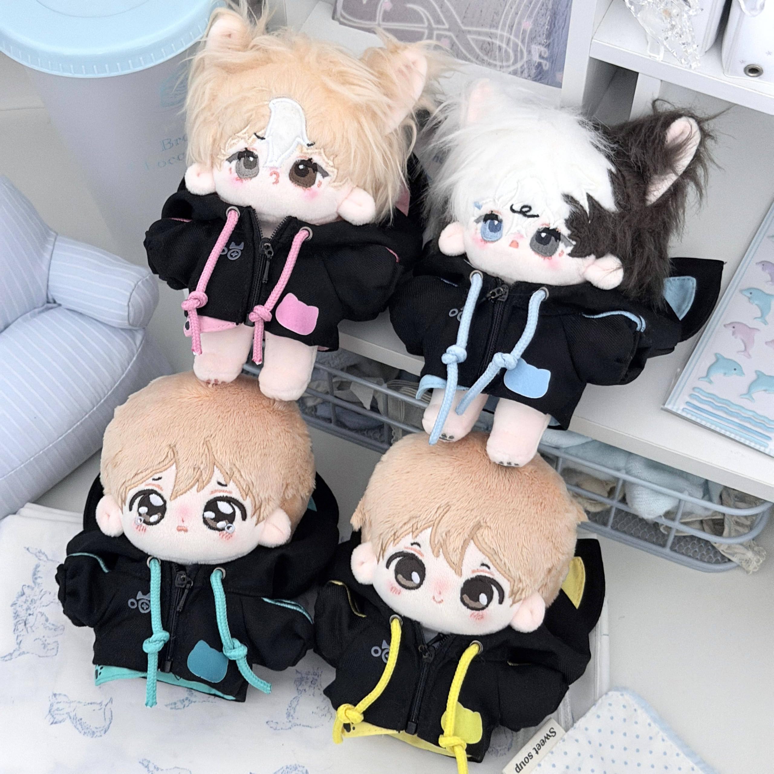 Amazon.co.jp: [Dokuichigo] 6色 ぬい服 10cm 猫耳フードパーカー