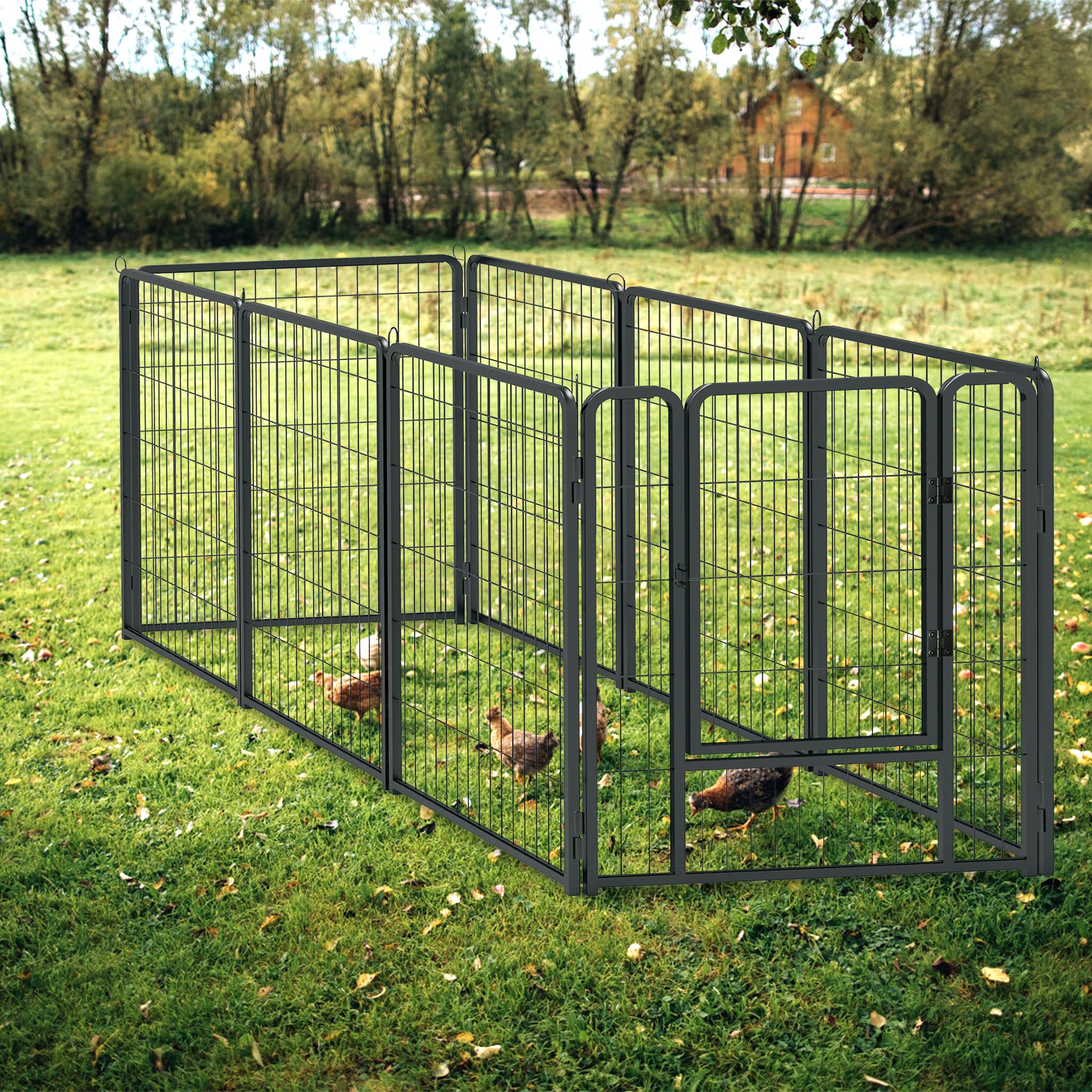 12 pezzi, altezza 80 cm, per cuccioli, con porte e ancoraggi a terra, per conigli, cani, piccoli animali
