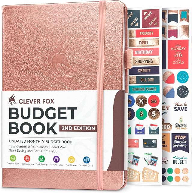 Clever Fox Budget Book 2.0  Financial Planner Organizer & Expense Tracker Notebook. Money Planner for Monthly Budgeting and Personal Finance. Colored Edition, Compact Size (13.5x19cm)  Rose Gold
