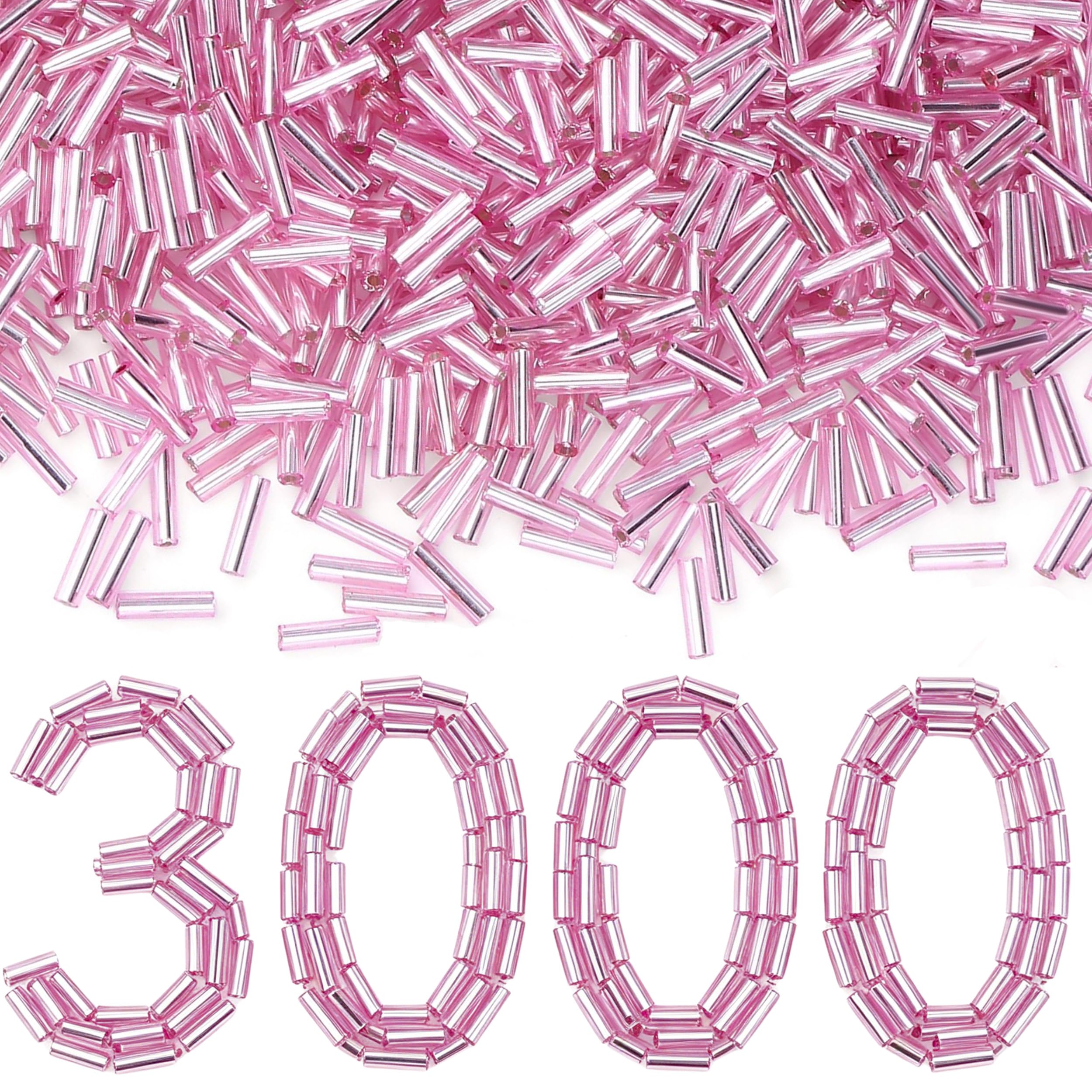 Sahoottie 3000 Stück Rosa Röhrenperlen 2x6mm Mini Bastelperl