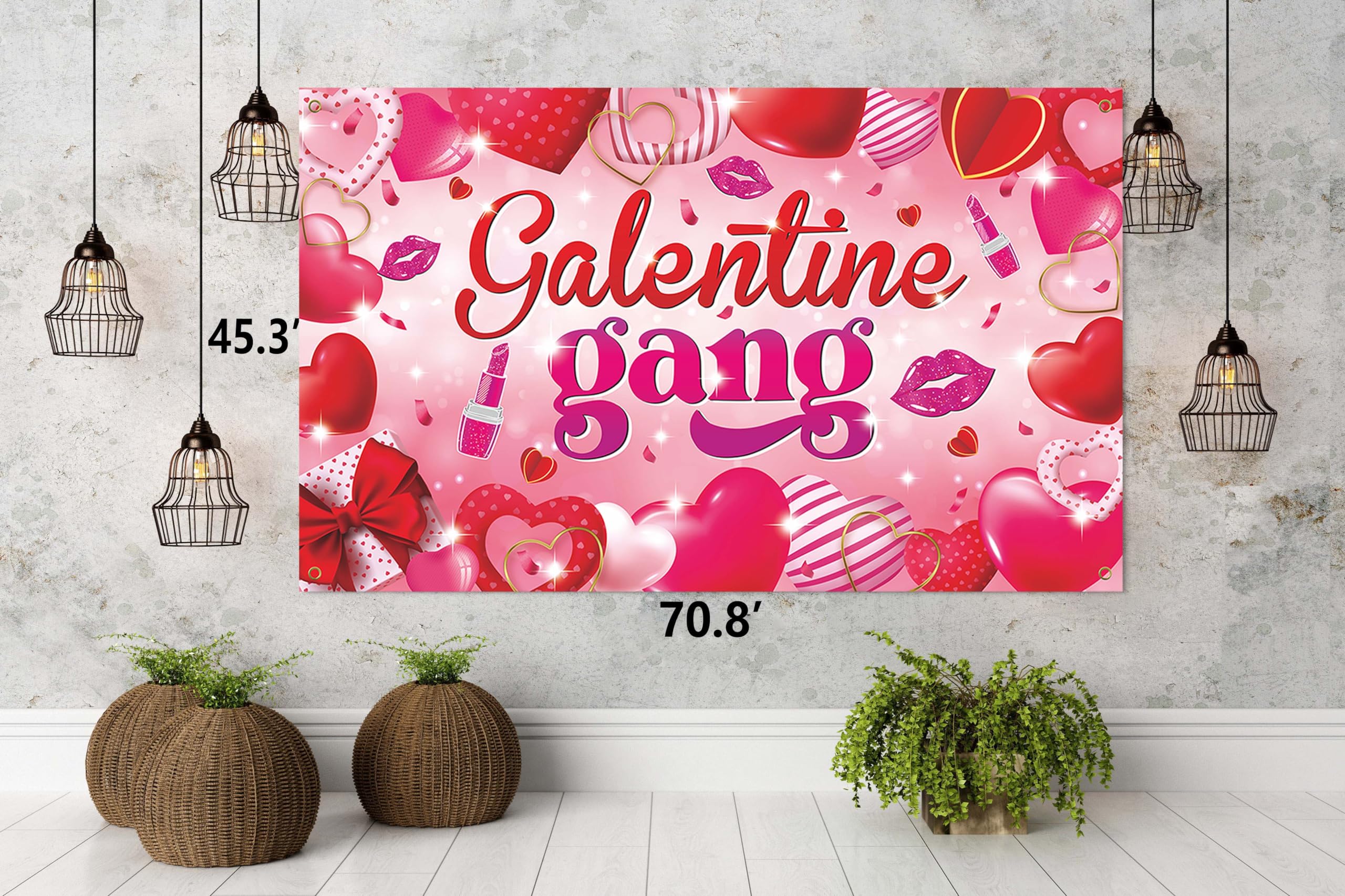 Galentines Day Decorations Banner, Happy Galentines Day Backdrop For Party Photography Background With Photo Booth Props 27 Pcs, Girls Friends Ladies...