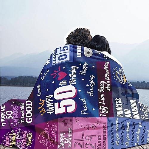 Miniatura 4 de MAUPIVAE Regalos de cumpleaños 50 para mujer, las mejores ideas de regalo de cumpleaños 50, decoraciones únicas de cumpleaños 50 para mujer, manta