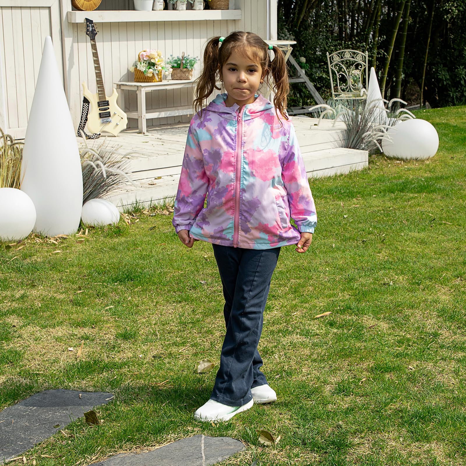 LACOFIA Veste Imperméable Enfant Filles avec Doublure Polaire Veste Chaud Coupe Vent à Capuche Blouson de Pluie Automne/Hiver pour Enfant 3~12 ans