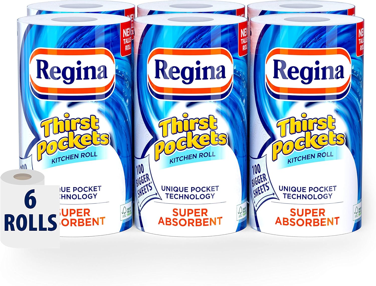 Regina Thirst Pockets Kitchen Roll, 6 Rolls Amazon.co.uk Grocery