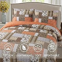 Vista 127 de VAPUTAR Juego de ropa de cama tamaño Queen – 3 piezas, edredón bohemio, colcha reversible ligera para dormitorio de granja (floral)