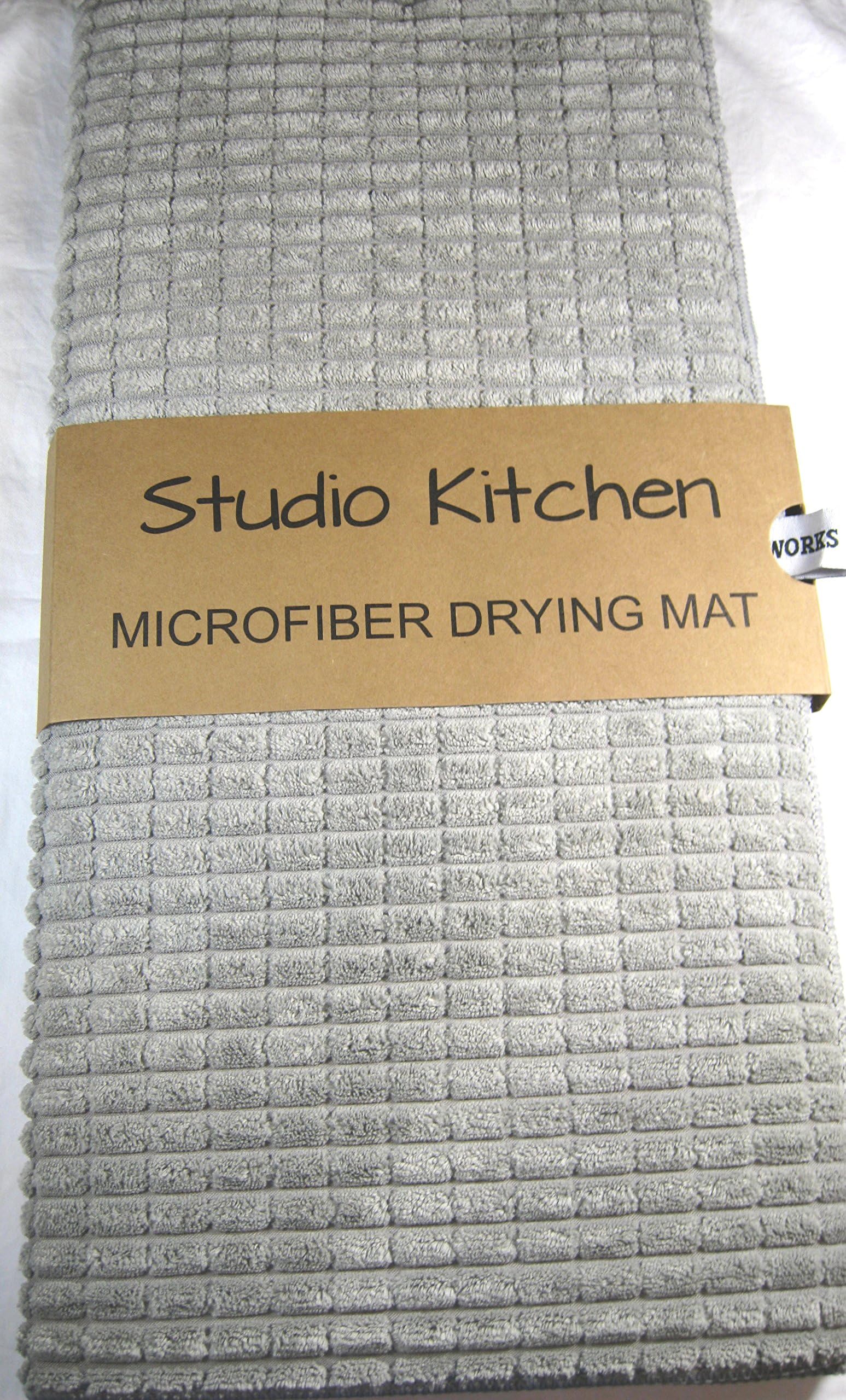 Studio Kitchen XL Microfiber Drying Mat Gray 19" x 28" 100% Polyester Reversible