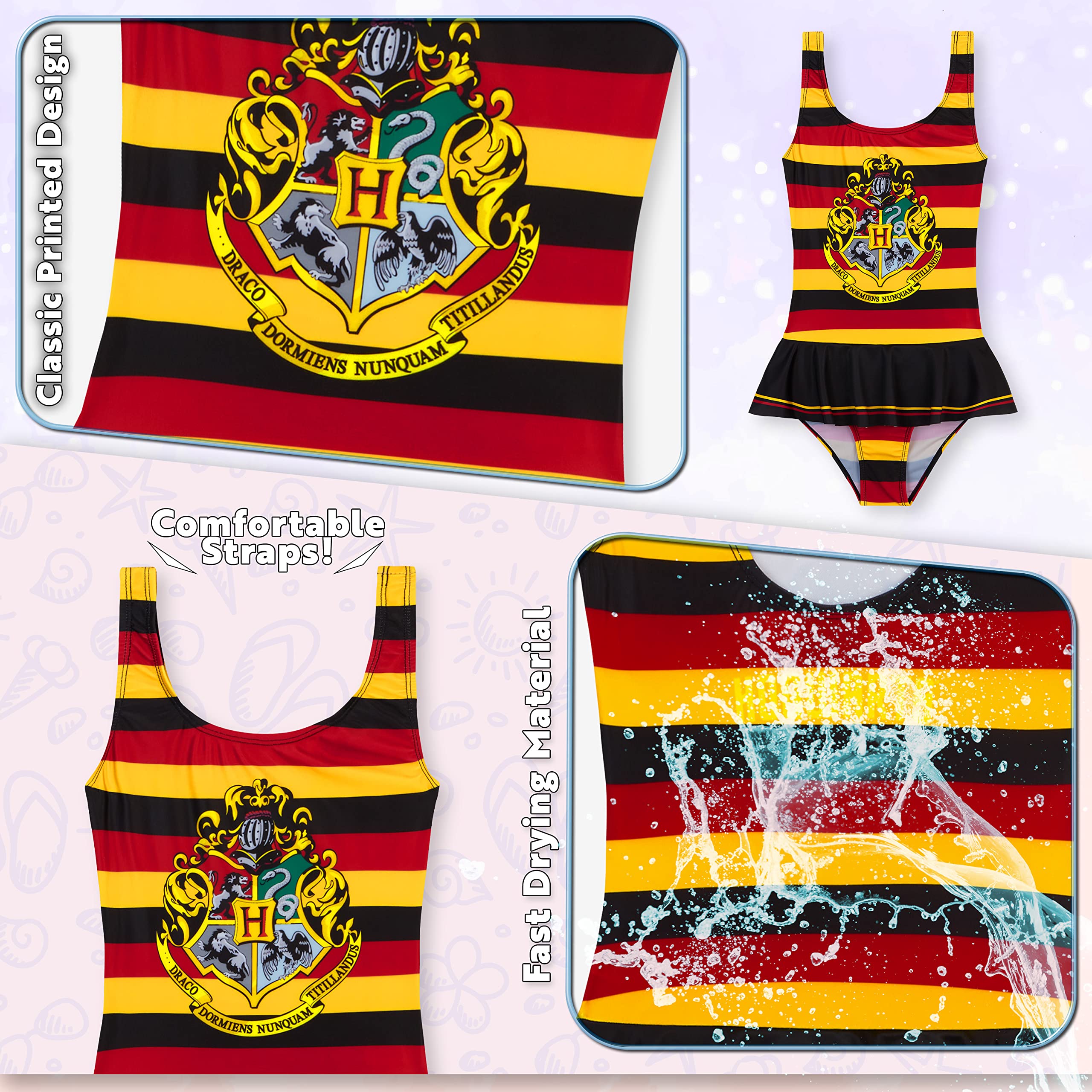 Harry Potter Dziewczęcy Kostium Kąpielowy Letnie Wakacje Niezbędne dla Dzieci Hogwart Nastolatki Stroje Kąpielowe dla Dzieci w Wieku 7-14 Lat Jednoczęściowy Kostium Kąpielowy na Plażę