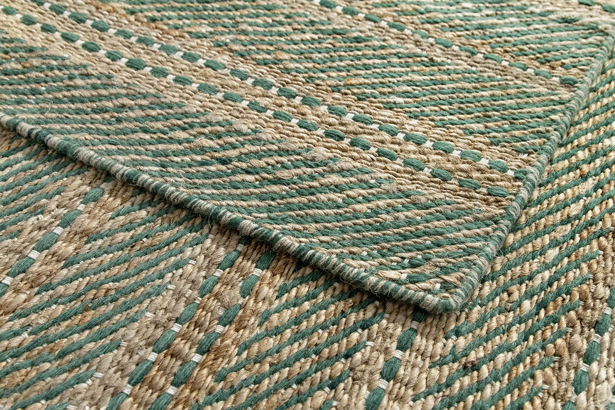 HAMID - Alfombra Yute Lana Olivia, Alfombra Lana y Yute, Tejida a Mano Tejida para Salon, Dormitorio, Sala de Estar, Verde Natural, (250x300cm)