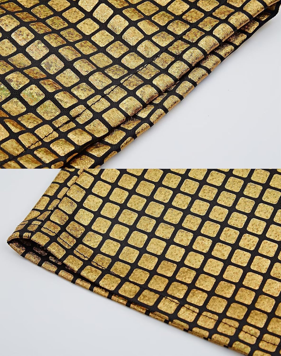 Men's 70s Disco Outfits Shirt Sequin Short Sleeve Top Prom Costume Halloween Party - Image 5