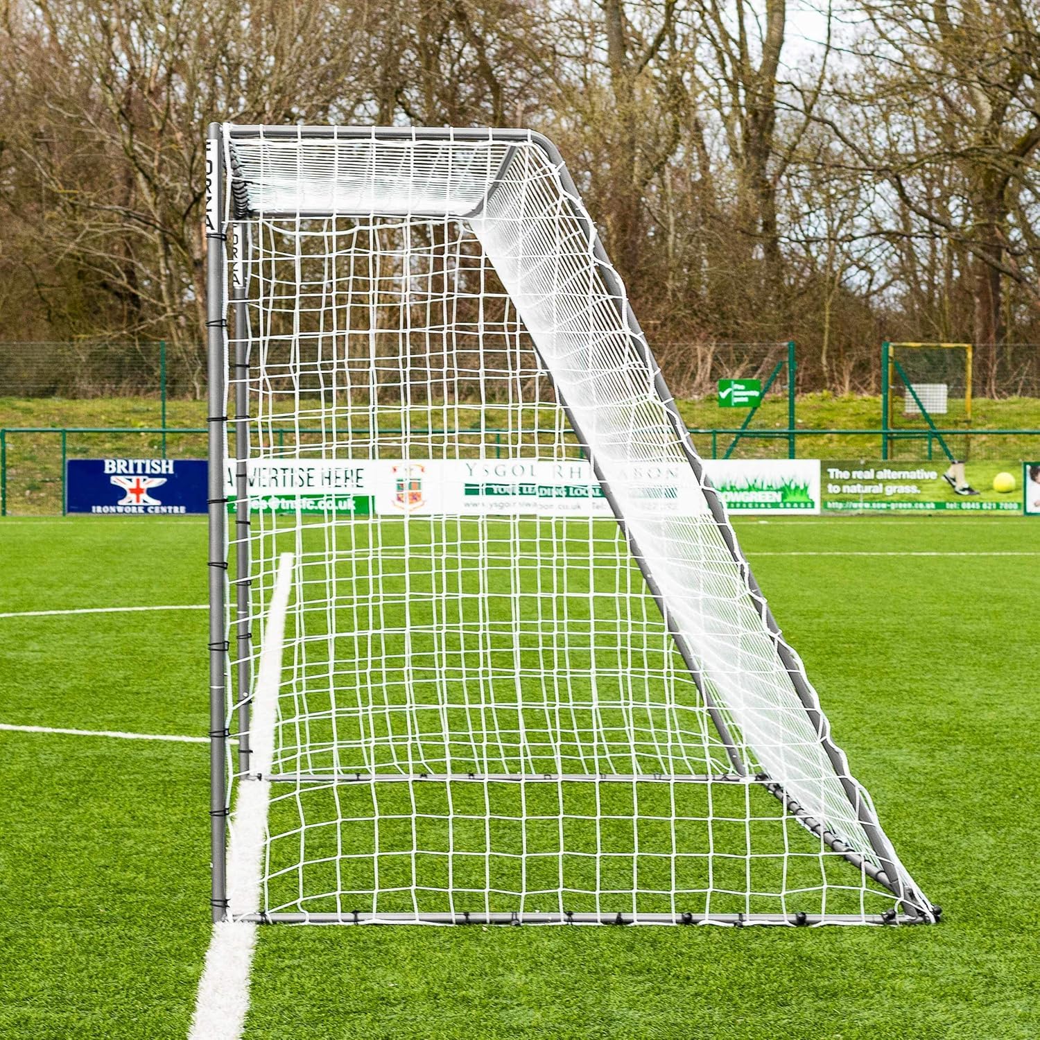 FORZA Steel42 Porterías de fútbol | Portería de Acero Resistente | Tamaño reglamentario, portátil con estacas para el Suelo y Kit de Rebote Opcional