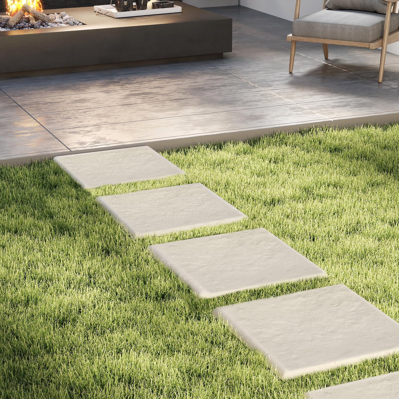 COSTWAY Set di 8 Pietre da Passo con Picchetti da Terra, Passerelle Decorative per Giardino, Pavimentazione Esterna Resistente a Tutte le Condizioni Meteorologiche per Prato e Giardino