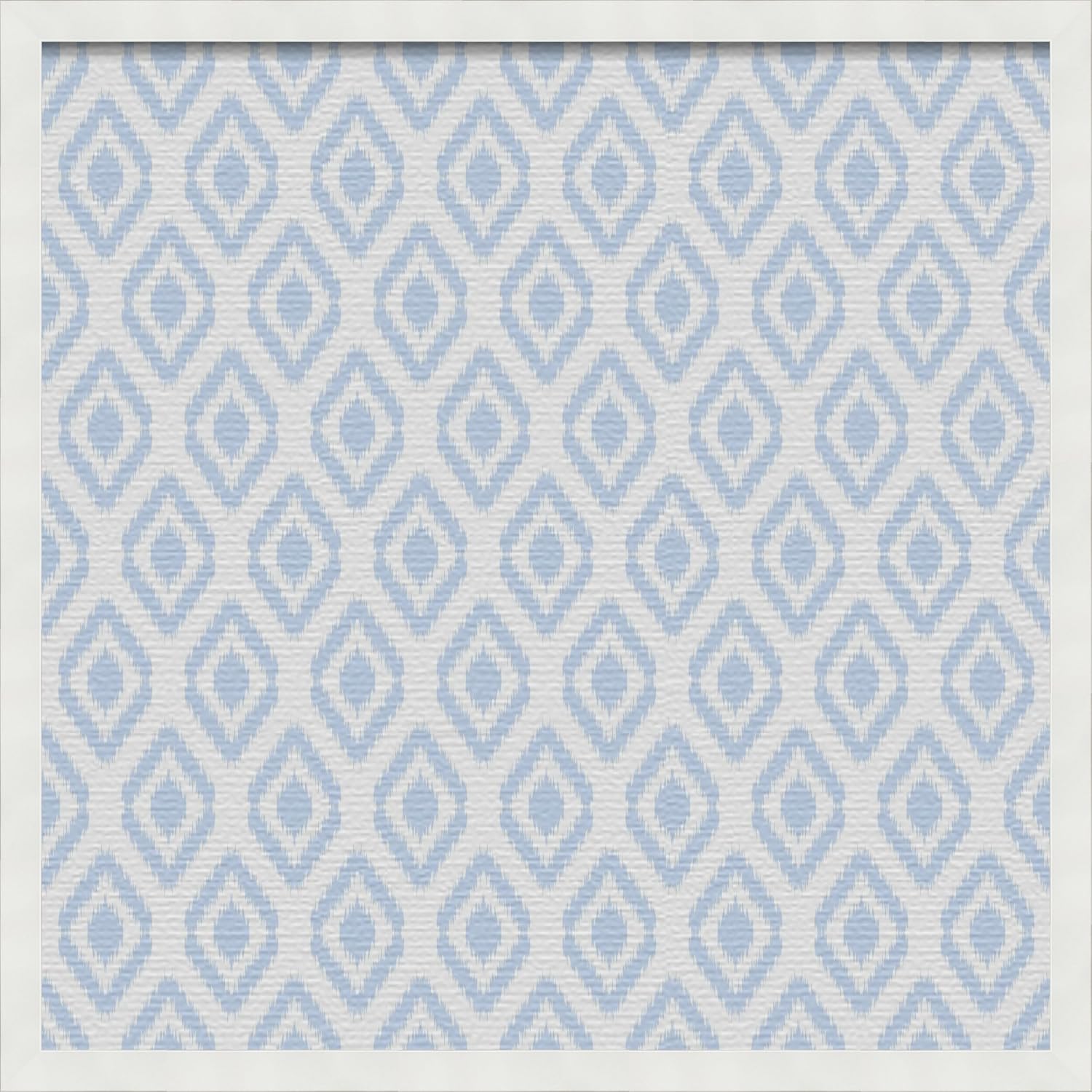 PinPix 24x24 inch Cork Bulletin Board. This Decorative Framed Pin Board Comes with Ikat Light Blue Design and a Satin White Frame Frame. Ideal for Home Office Decor (PinPix-1633)