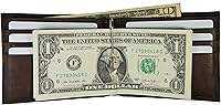 Vista 1 de Billetera de cuero para hombre con clip de dinero, plegable, compacta y plegable, Marrón