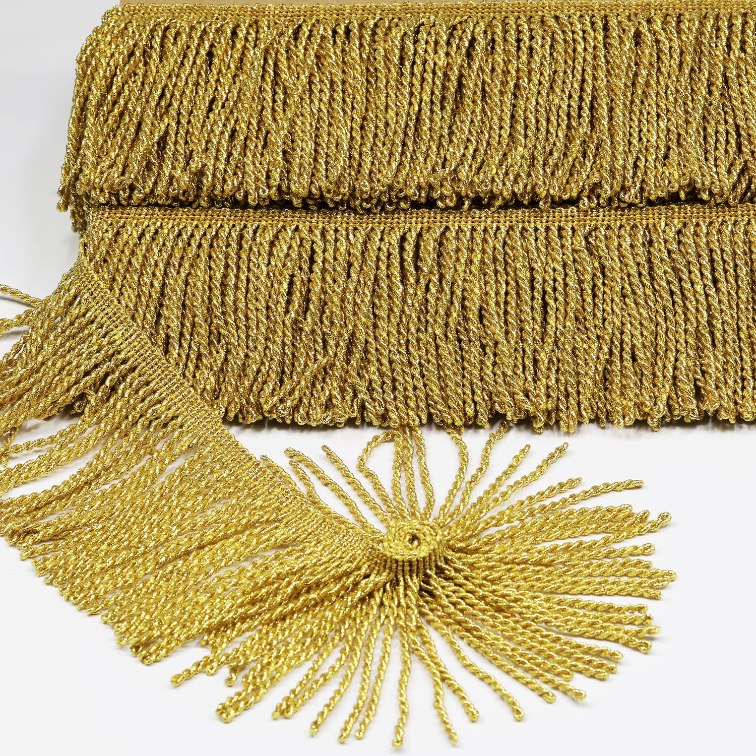 5 Yards 10cm/3.9inch Wide,(Golden-10) Sewing Fringe Trim,Fringe Tassel for Skirt Wedding Dress Lamp Shade Decoration(Golden-10)